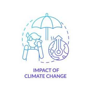 Impact of climate change blue gradient concept icon
