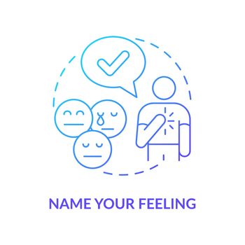 Name your feeling blue gradient concept icon