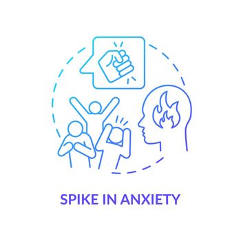 Spike in anxiety blue gradient concept icon