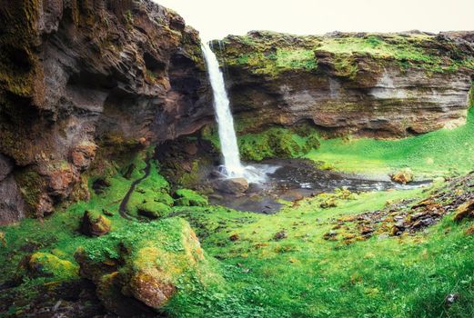 The beautiful waterfall in Iceland.