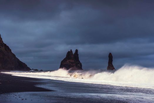 Reynisfjara black sand beach in Iceland