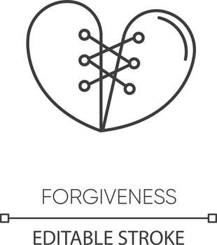 Forgiveness pixel perfect linear icon. Thin line customizable illustration. Interpersonal connection, emotional affection, friendship contour symbol. Vector isolated outline drawing. Editable stroke