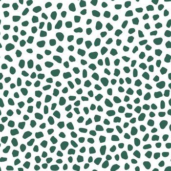 White seamless modern pattern with green abstract spots