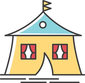 Marquee tent RGB color icon. Camping site. Arabic tent. Living accommodation. Camp. Housing facility. Eastern culture. Desert trip. Nomadic lifestyle. Event, celebration. Isolated vector illustration