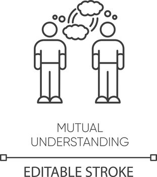 Mutual understanding pixel perfect linear icon. Thin line customizable illustration. Psychological connection, interpersonal bond contour symbol. Vector isolated outline drawing. Editable stroke