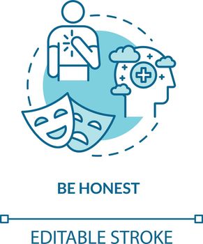 Be honest concept icon. Friendship relationships tip. Truth telling. Being loyal and faithful friend idea thin line illustration. Vector isolated outline RGB color drawing. Editable stroke
