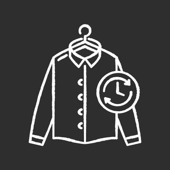 Express laundry chalk white icon on black background. Clothes quick washing, dry cleaning, delivery service. Fast launderette, professional garment cleaning. Isolated vector chalkboard illustration