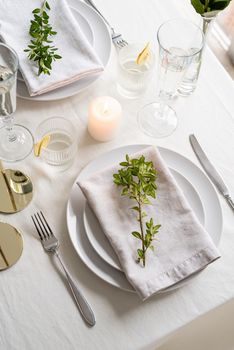 beautiful table setting for romantic dinner for two