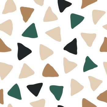 Aesthetic Contemporary printable seamless pattern with abstract triangles in earth colors