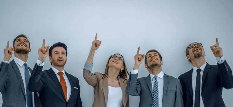 group of business people showing their fingers up.