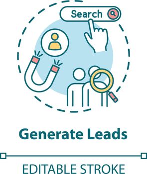 Generate leads concept icon. Inbound marketing, target audience attraction. Customer loyalty development idea thin line illustration. Vector isolated outline RGB color drawing. Editable stroke