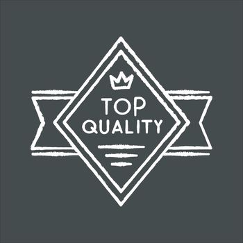Top quality chalk white icon on black background. Premium product and high class service. Brand equity, VIP status. Diamond shaped superior goods badge isolated vector chalkboard illustration