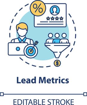 Lead metrics concept icon. Customer rewards and loyalty programs. Target marketing strategy, audience trust idea thin line illustration. Vector isolated outline RGB color drawing. Editable stroke