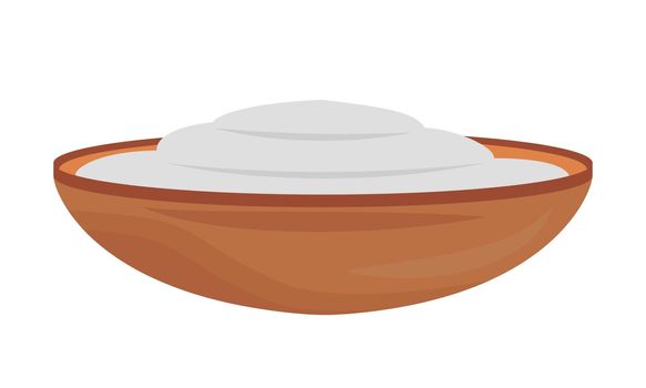 Clay bowl with rice semi flat color vector element