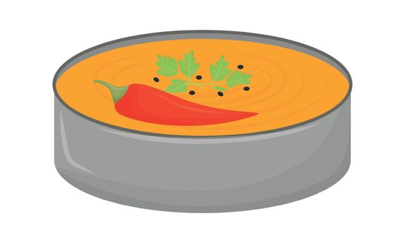 Curry soup in bowl semi flat color vector element
