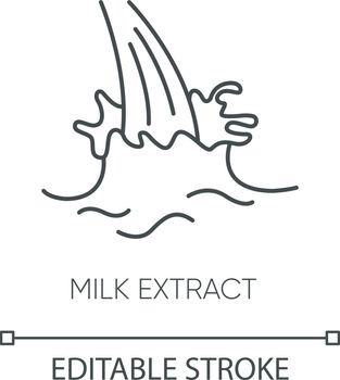 Milk extract pixel perfect linear icon. Protein source. Organic treatment component. Thin line customizable illustration. Contour symbol. Vector isolated outline drawing. Editable stroke