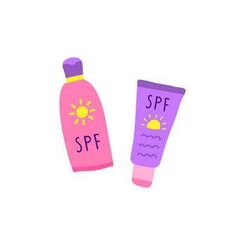 Doodle sunscreen cream in tube and bottle.