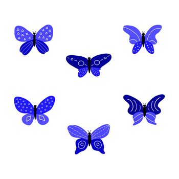 Set of doodle butterflies.