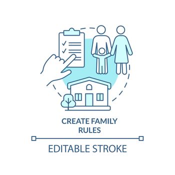 Create family rules turquoise concept icon