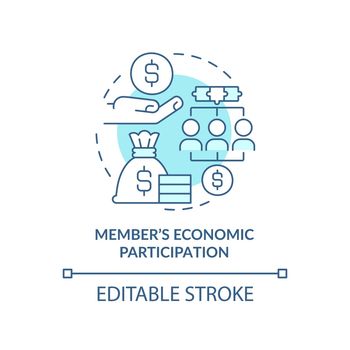 Member economic participation turquoise concept icon