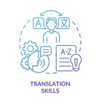 Translation skills blue gradient concept icon