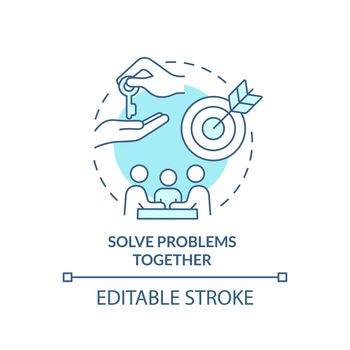 Solve problems together turquoise concept icon