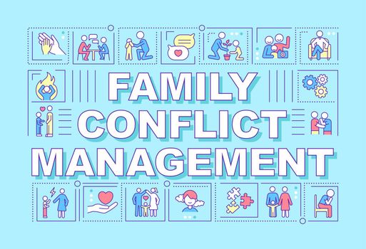 Family conflict management word concepts turquoise banner
