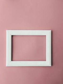 Horizontal art frame on blush pink background as flatlay design, artwork print or photo album