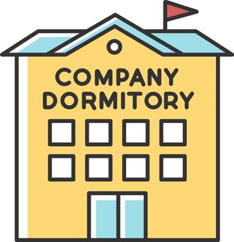 Company dormitory RGB color icon. Housing complex. Living accommodations for employees. Housing facilities. Residential area. Apartment block. Isolated vector illustration