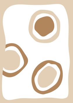 Abstract modern poster with brown spot and black dots.
