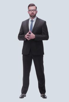 full length . serious Executive businessman. isolated on white