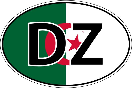 Algeria DZ flag label sticker on car, international license plate