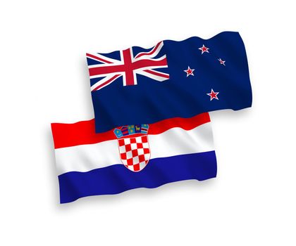 Flags of New Zealand and Croatia on a white background