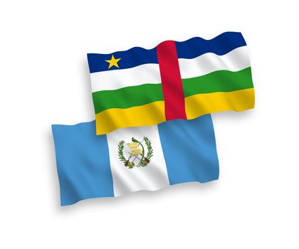 Flags of Central African Republic and Republic of Guatemala on a white background