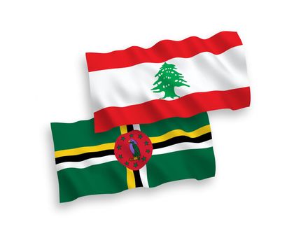 Flags of Dominica and Lebanon on a white background