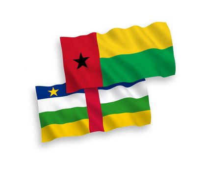 Flags of Central African Republic and Republic of Guinea Bissau on a white background