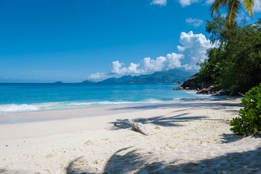 Anse Intendance beach Mahe Seychelles, tropical beach with palm trees Seychelles Mahe