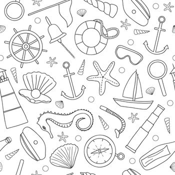 Seamless pattern with nautical items.