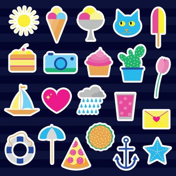 Collection of neon pop art stickers.