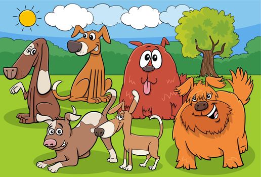 funny cartoon dogs and puppies characters group