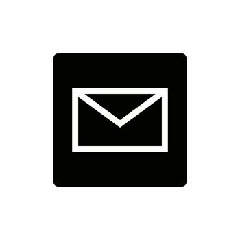 Mail icon in a black box. Vector.
