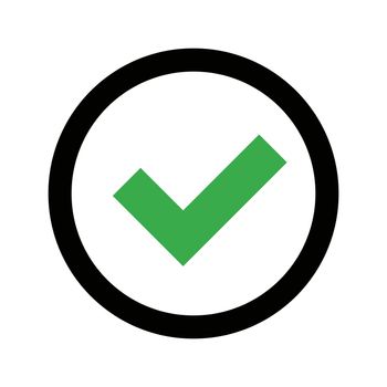Green checkmark icon. Simple vector.