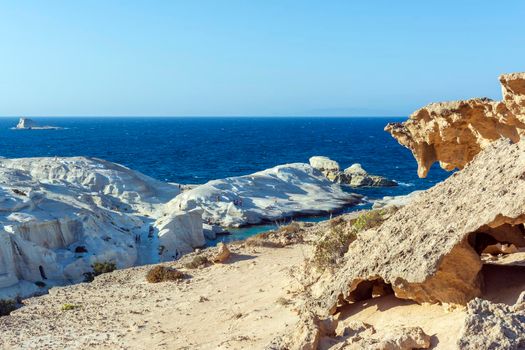 White Rock at the sea of Sarakiniko area, Milos island, Greece