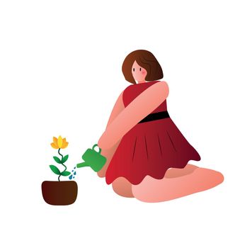 girl caring for a flower