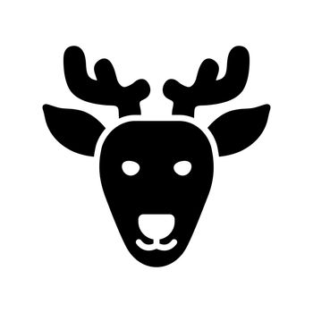 Deer glyph icon. Animal head vector illustration