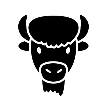 Bison buffalo ox glyph icon. Animal head vector
