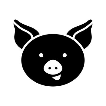 Pig glyph icon. Farm animal vector illustration
