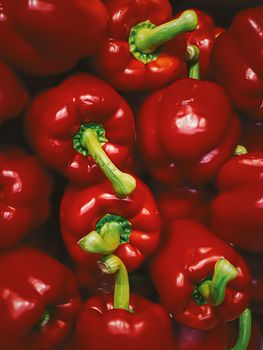 Bell peppers as healthy organic food background, fresh vegetable at farmers market, diet and agriculture