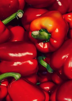 Bell peppers as healthy organic food background, fresh vegetable at farmers market, diet and agriculture