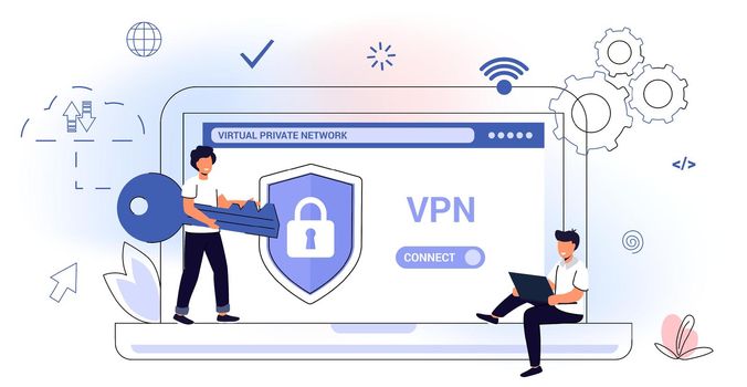 VPN Service Concept Virtual private network App for secure connection